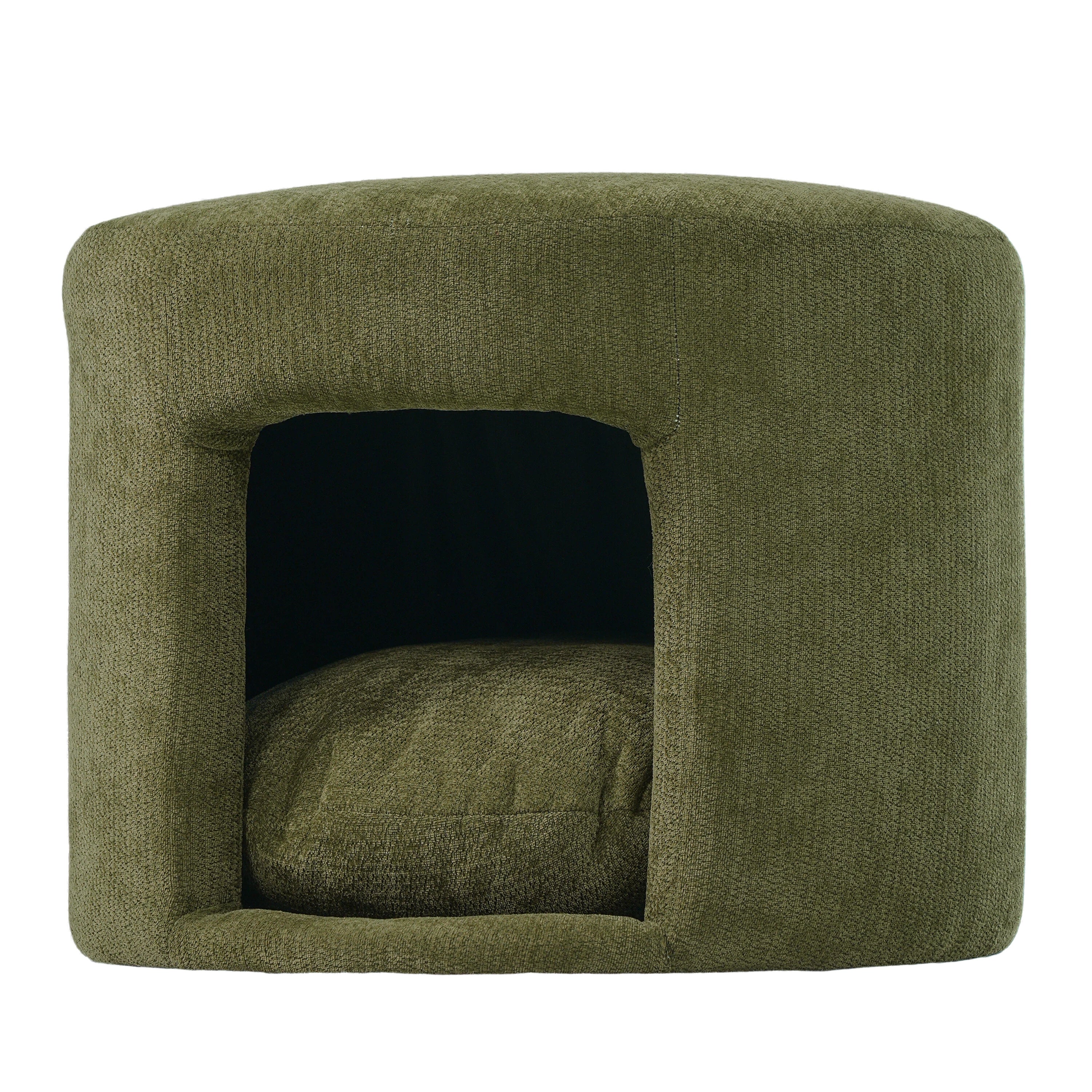 Green Pet Friendly Ottoman with Removable Pet Cushion