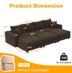 102.4" Plush Corduroy 4-Seat Sofa