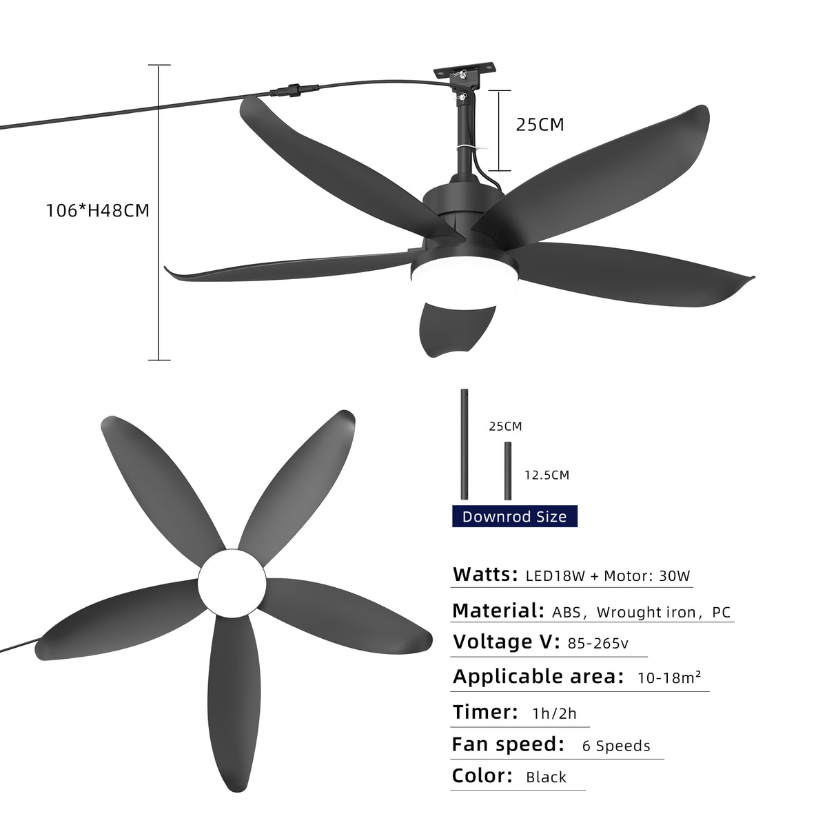 Outdoor ceiling fan with light: 42-inch