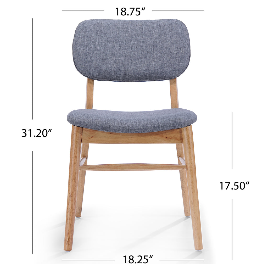 Set of 2 Mid-Century Upholstered Dining Chair with Rubberwood Frame