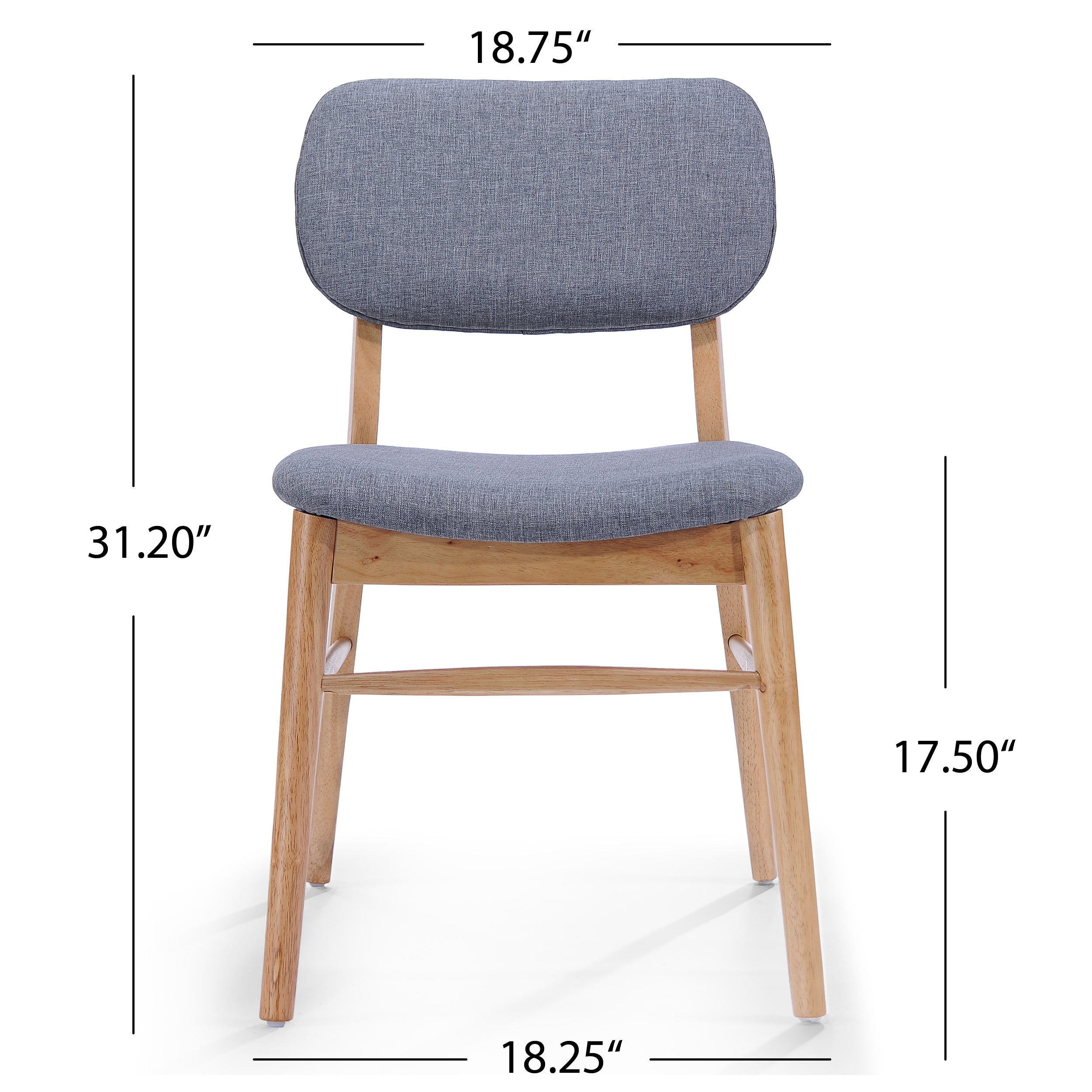 Set of 2 Mid-Century Upholstered Dining Chair with Rubberwood Frame