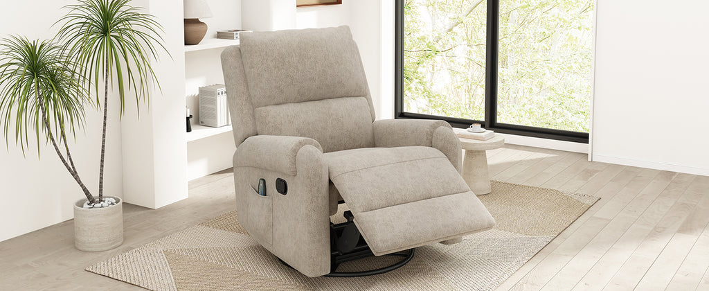 Manual Recliner Massage Recliner Chair in Oatmeal