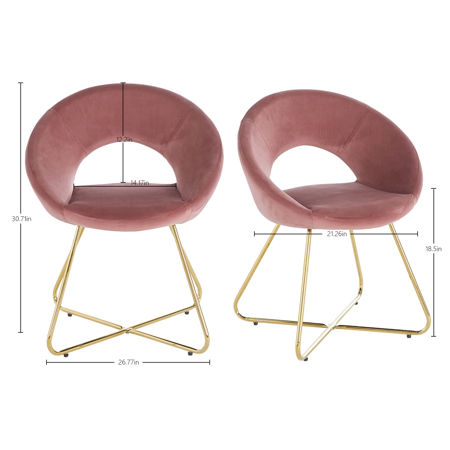 Modern Accent Velvet Chairs Set of 2