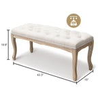 French Vintage Tufted Entryway Bench