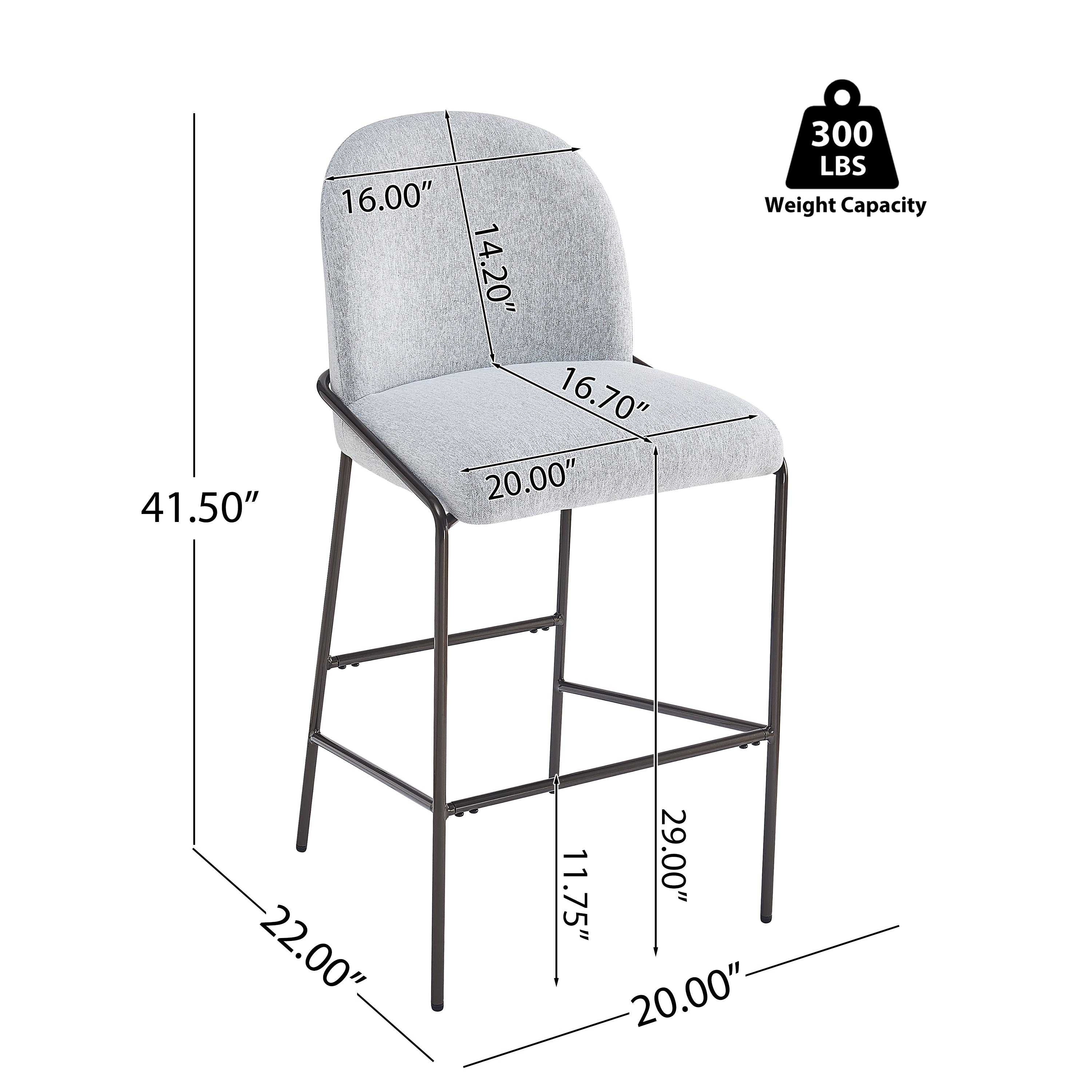 Galen Indoor Metal Upholstered Barstool