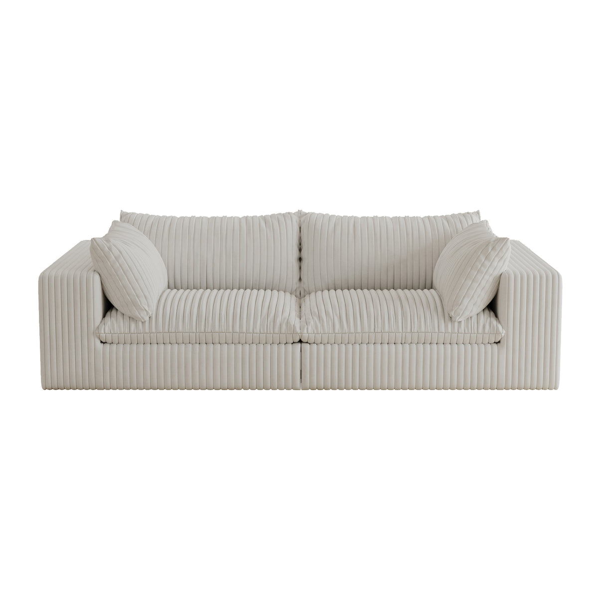 Y137 2-Seat Sofa, White Fabric with Feather-Filled Cushions