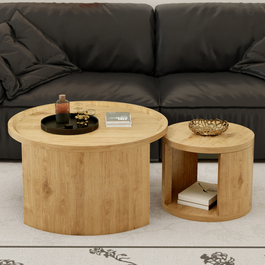 Round Nesting Coffee Table Set of 2