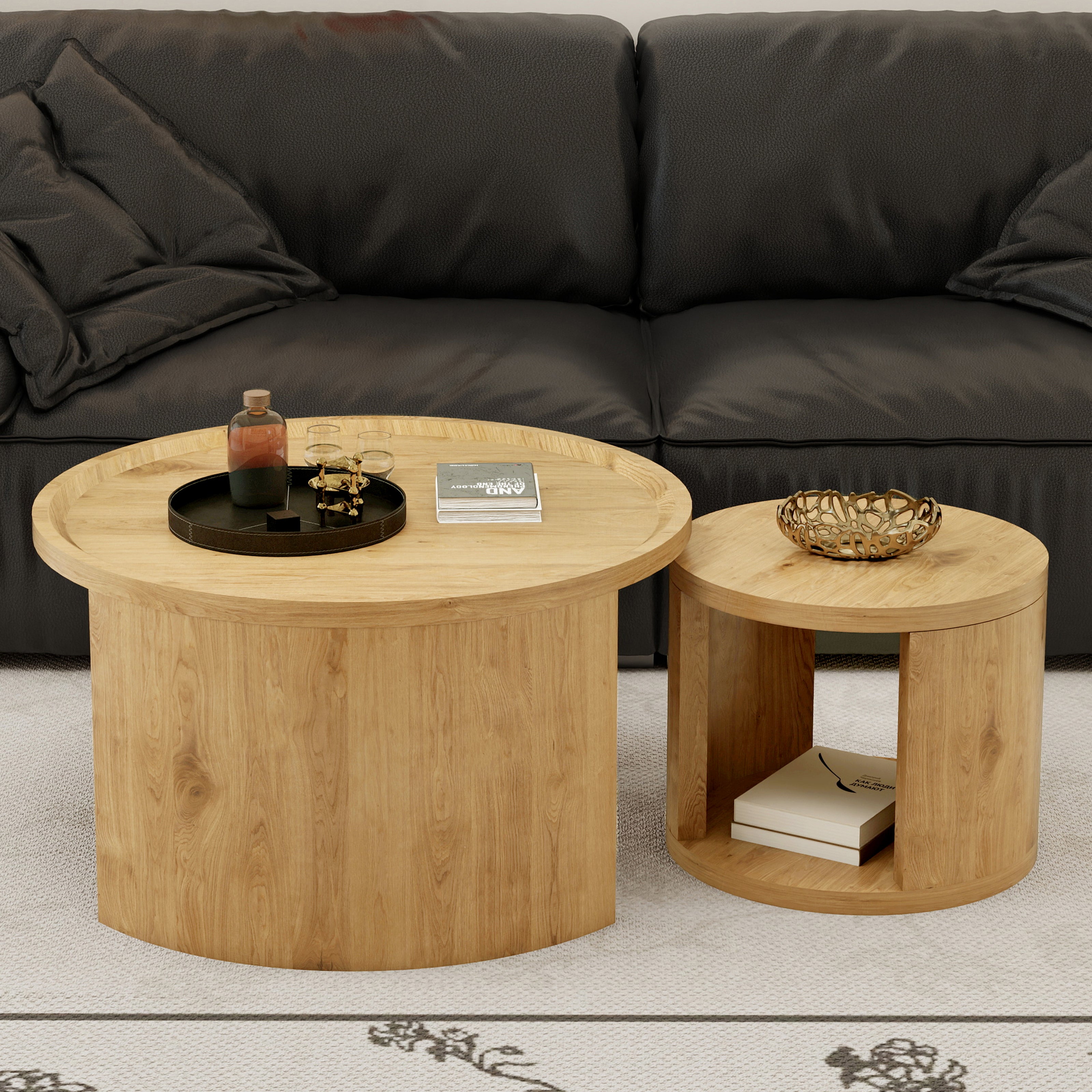 Round Nesting Coffee Table Set of 2