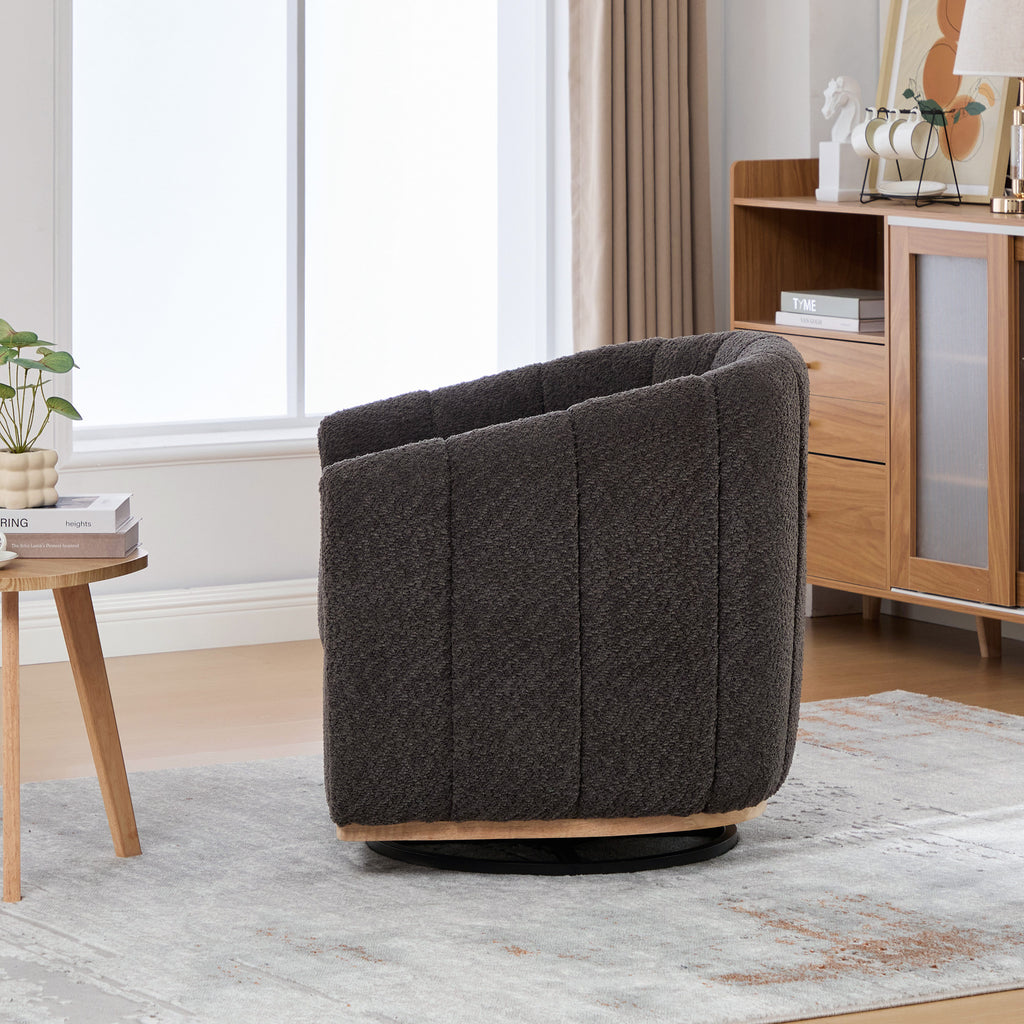 31.89" Wide Modern Chenille Cushioned Metal Base 360° Swivel Chair