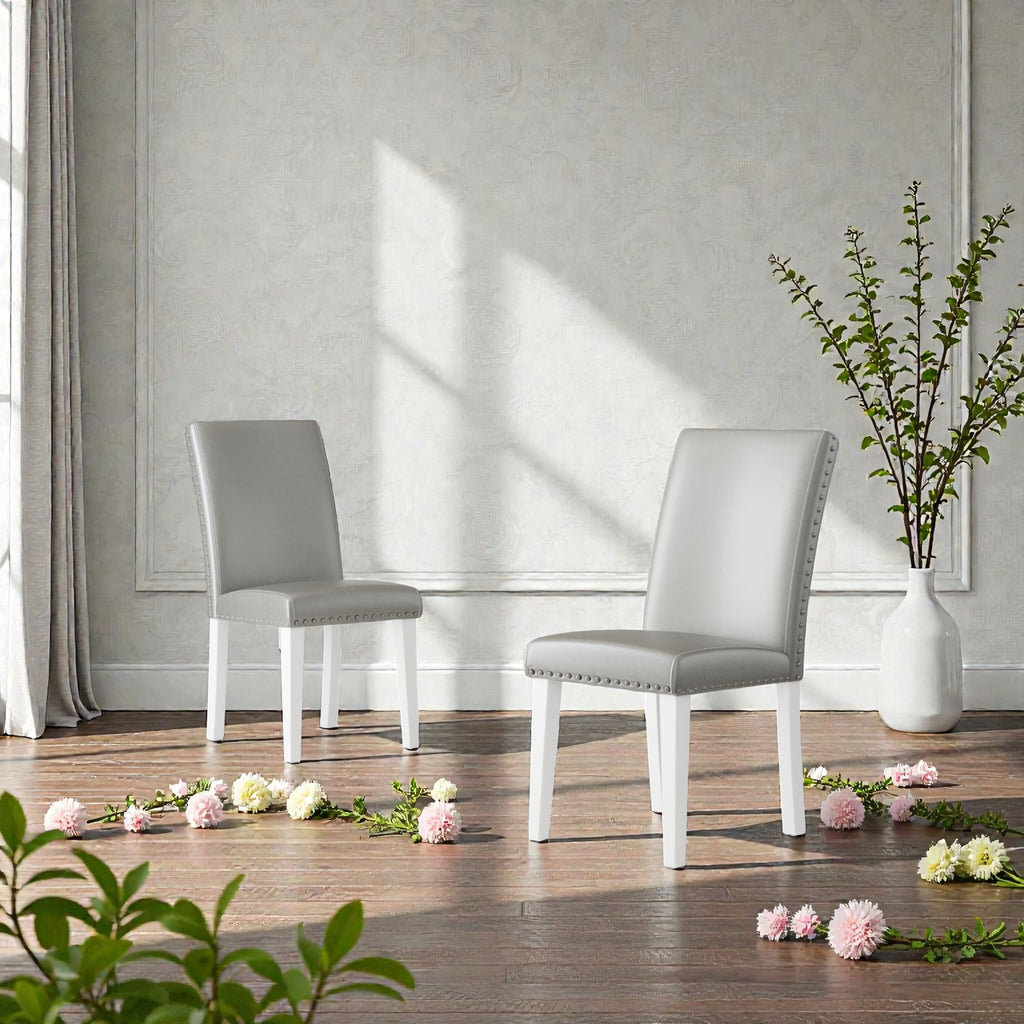 Upholstery Dining Chair Set - Silver and White