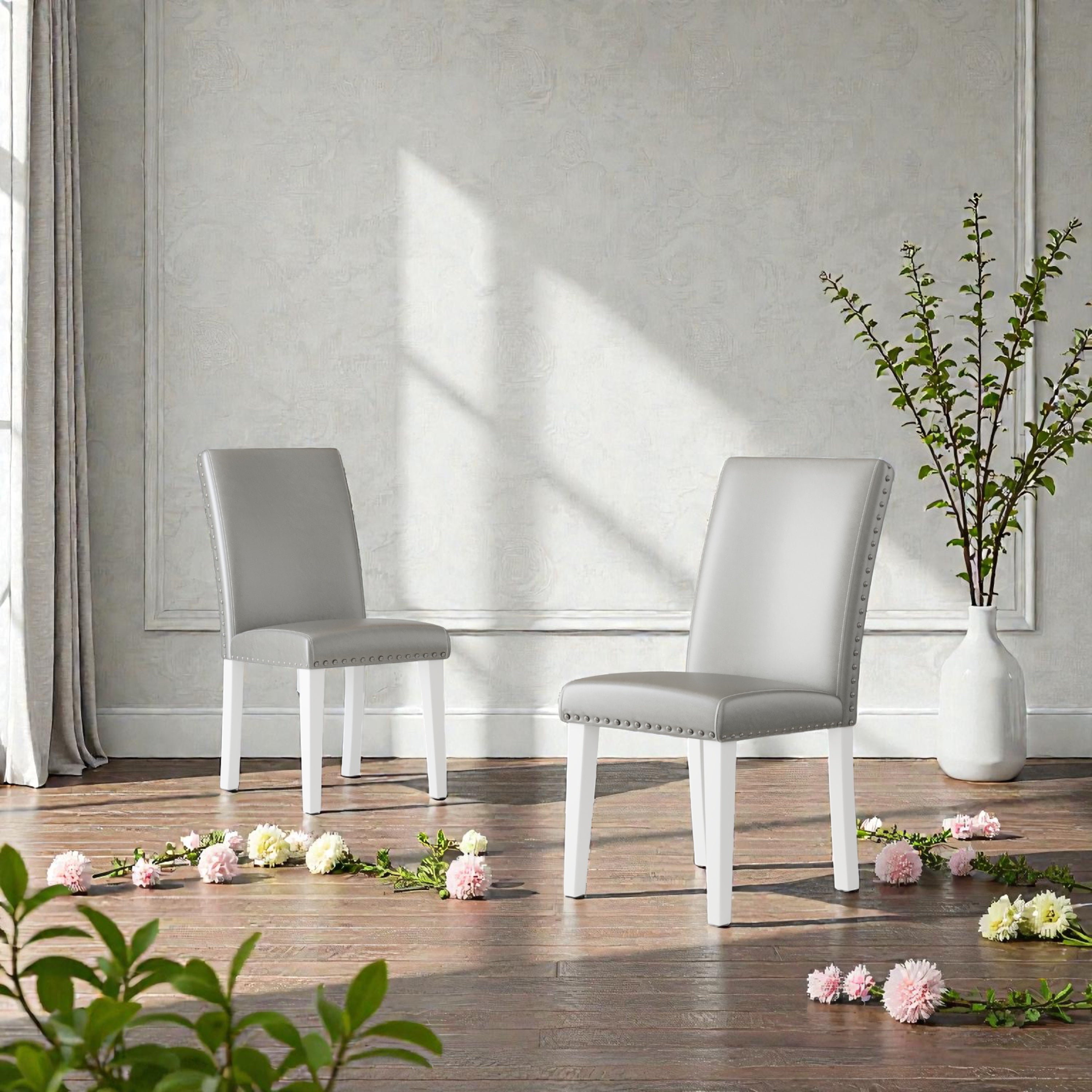 Upholstery Dining Chair Set - Silver and White