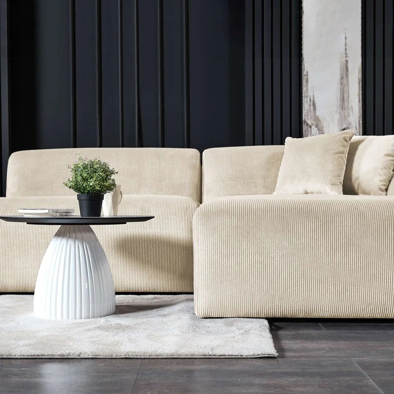 Mar Sectional, 6-Seat, 101-Inch, Beige Velvet