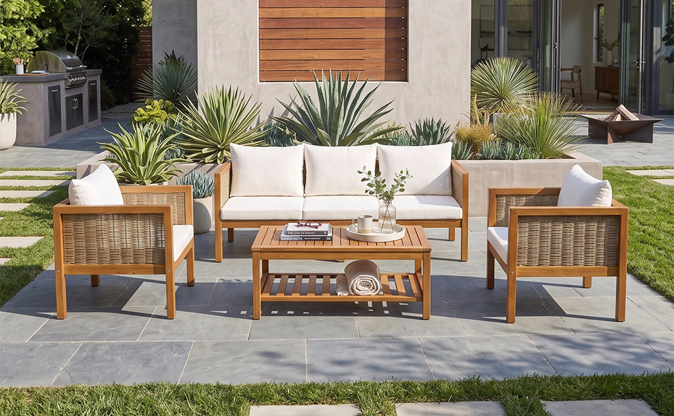 4 Pieces Patio Sofa Set Outdoor Seating Group