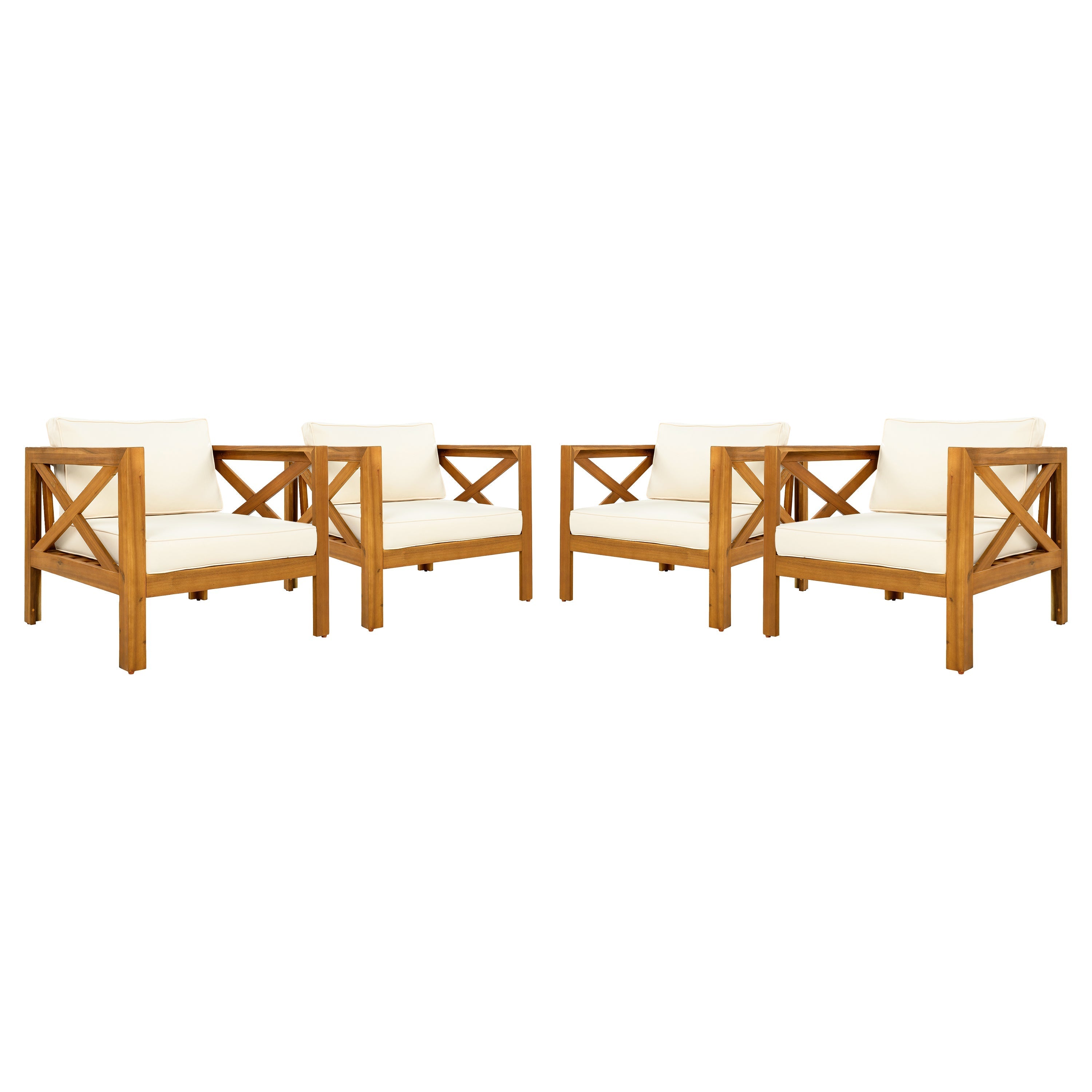 Patio Conversation Set with Acacia Wood Armchairs and End Table