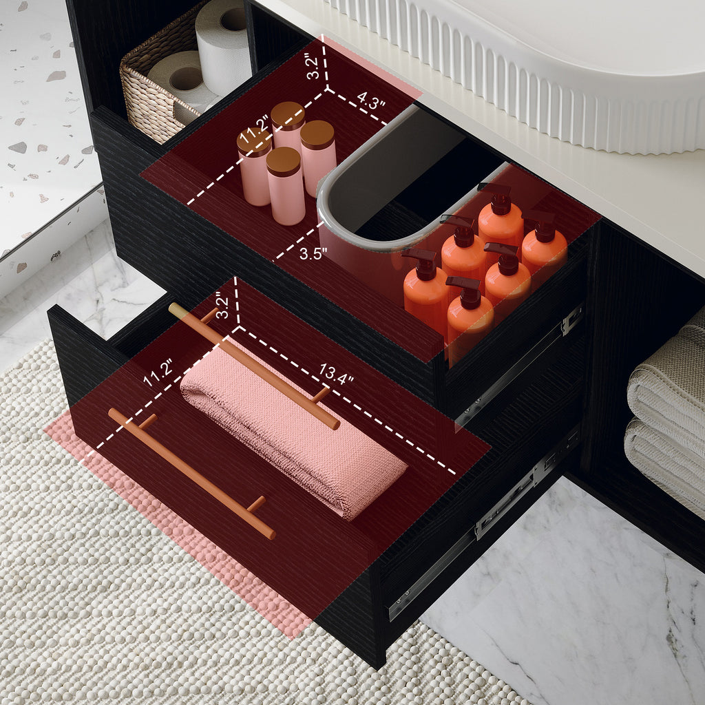 Modern 39.4-In Wall-Mounted Bathroom Vanity