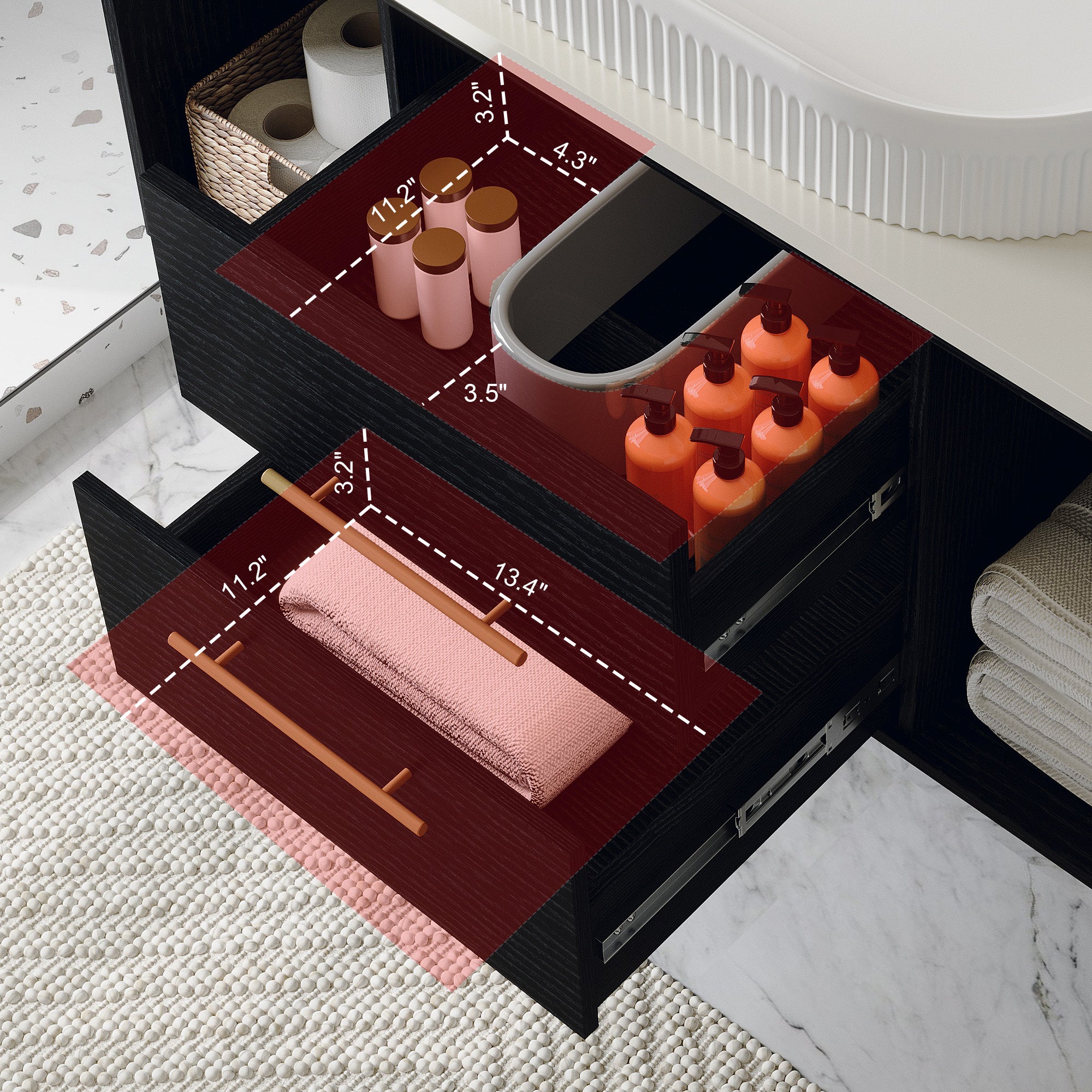 Modern 39.4-In Wall-Mounted Bathroom Vanity