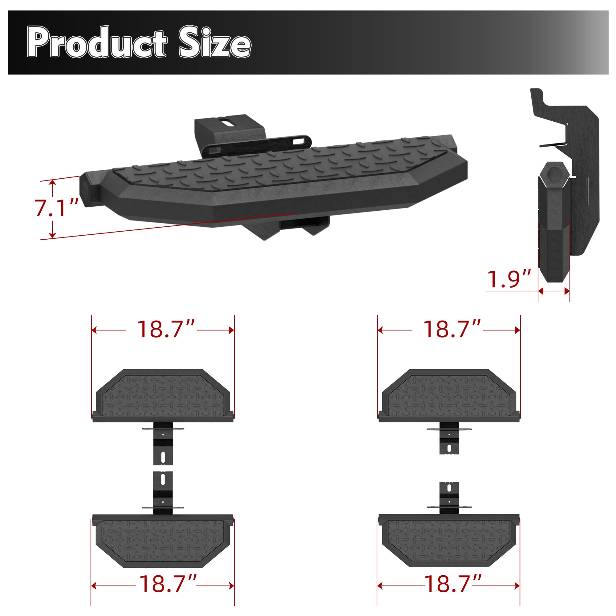 Running Boards For 07-18 Jeep Wrangler JK JKU 4 Doors