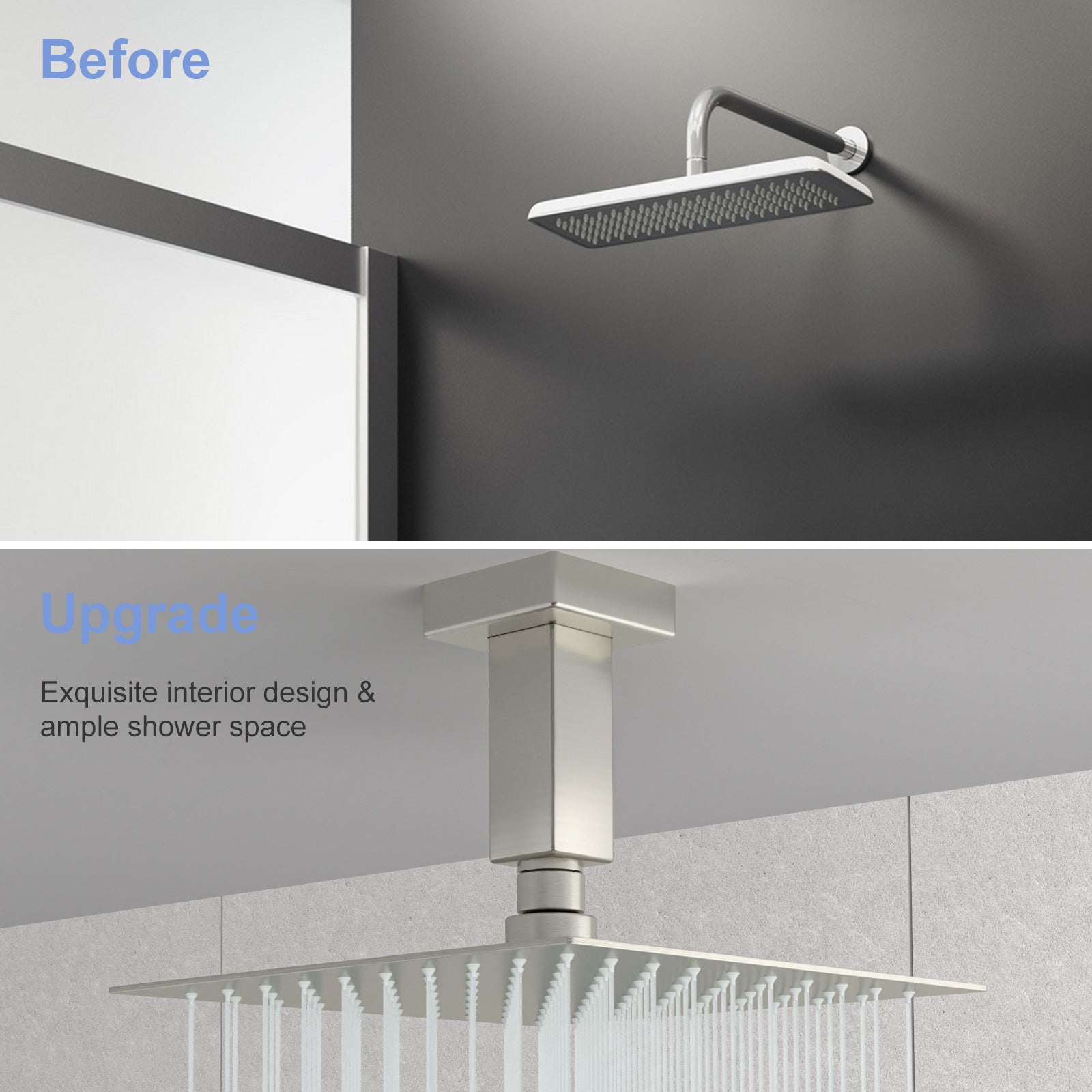 3" Ceiling Mounted Shower Arm with Flange in Brushed Nickel