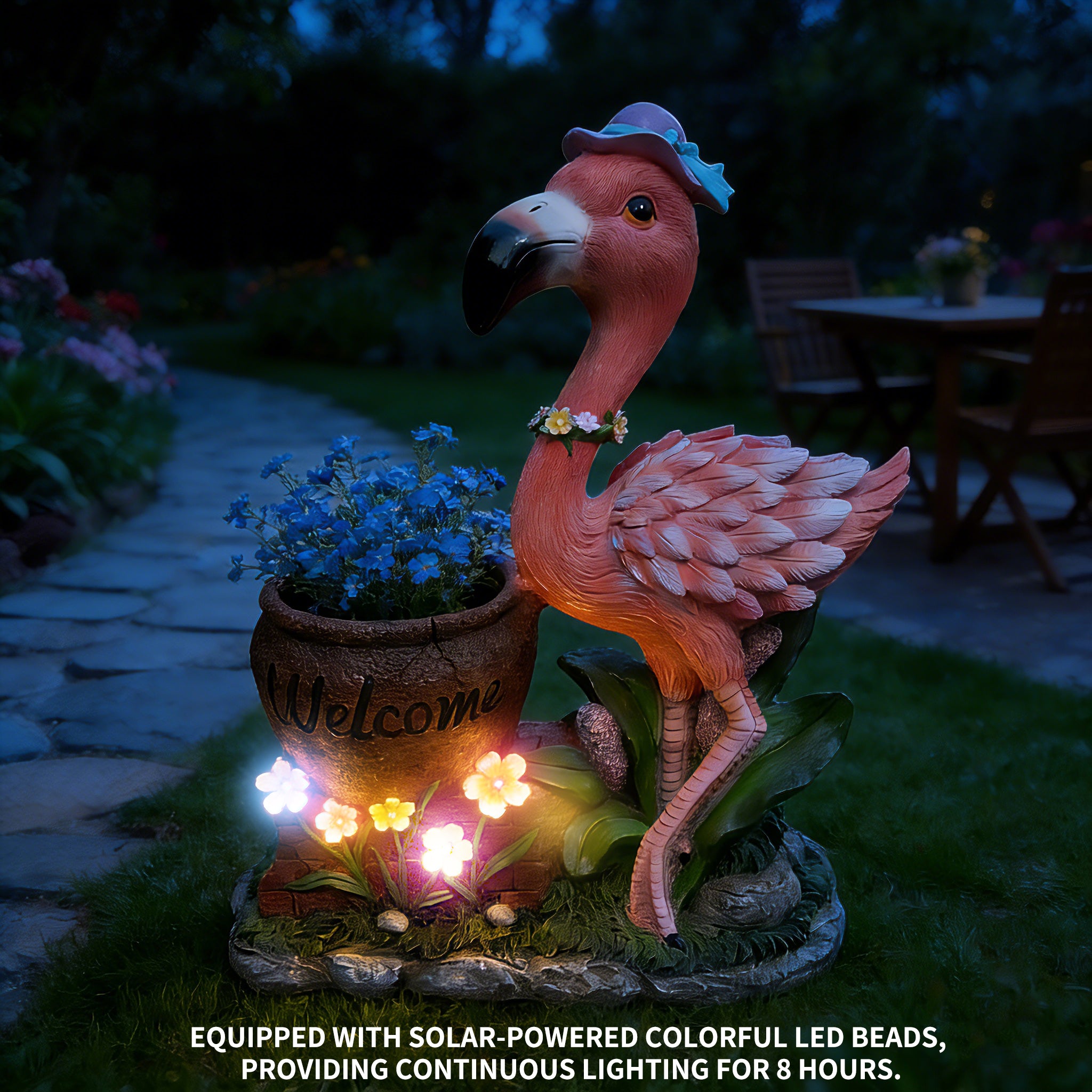 Outdoor Garden Sculpture: Flamingo Flower Pot Planter