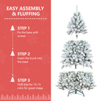 5FT Flocked Christmas Tree with Pine Cones