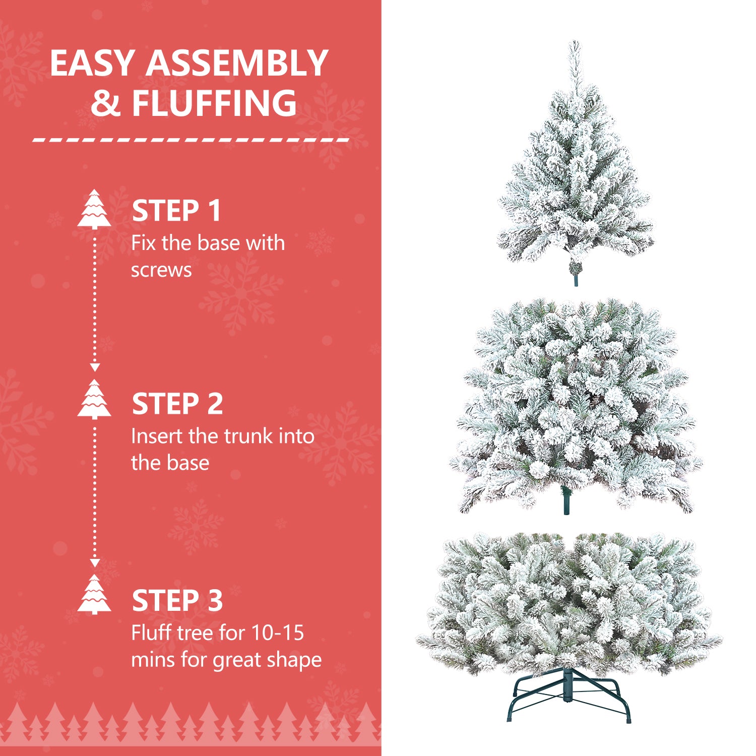 5FT Flocked Christmas Tree with Pine Cones