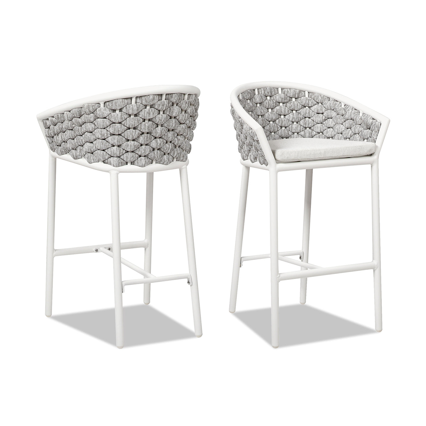 Rowan 27.5" Rope Barrel Low Back Patio Counter Stool - Set of 2