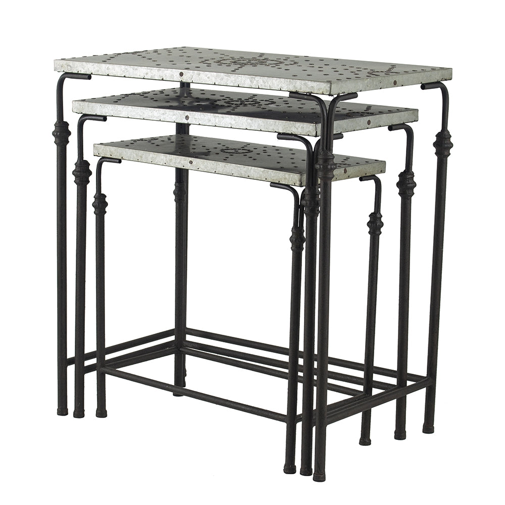 Set of 3 Gilbert Nesting Tables - Metal Plant Stand