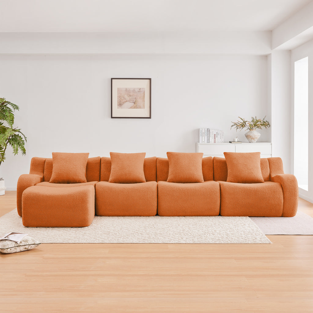 L-Shaped 4-Seat Boneless Sofa