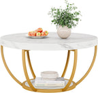 Modern Round Coffee Table - 31.7" 2 Tier Coffee Table