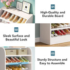 25.59" White 8-Tier Shoe Rack