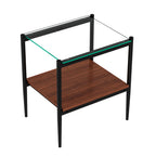 Set of 2 Rectangle End Table with Tempered Glass Top