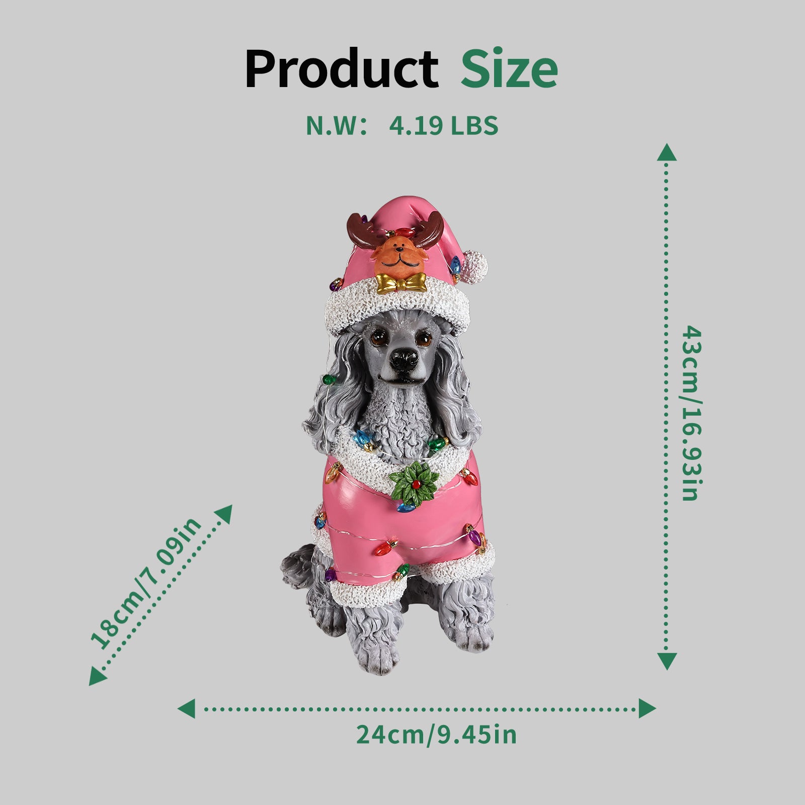 Christmas Poodle Statue