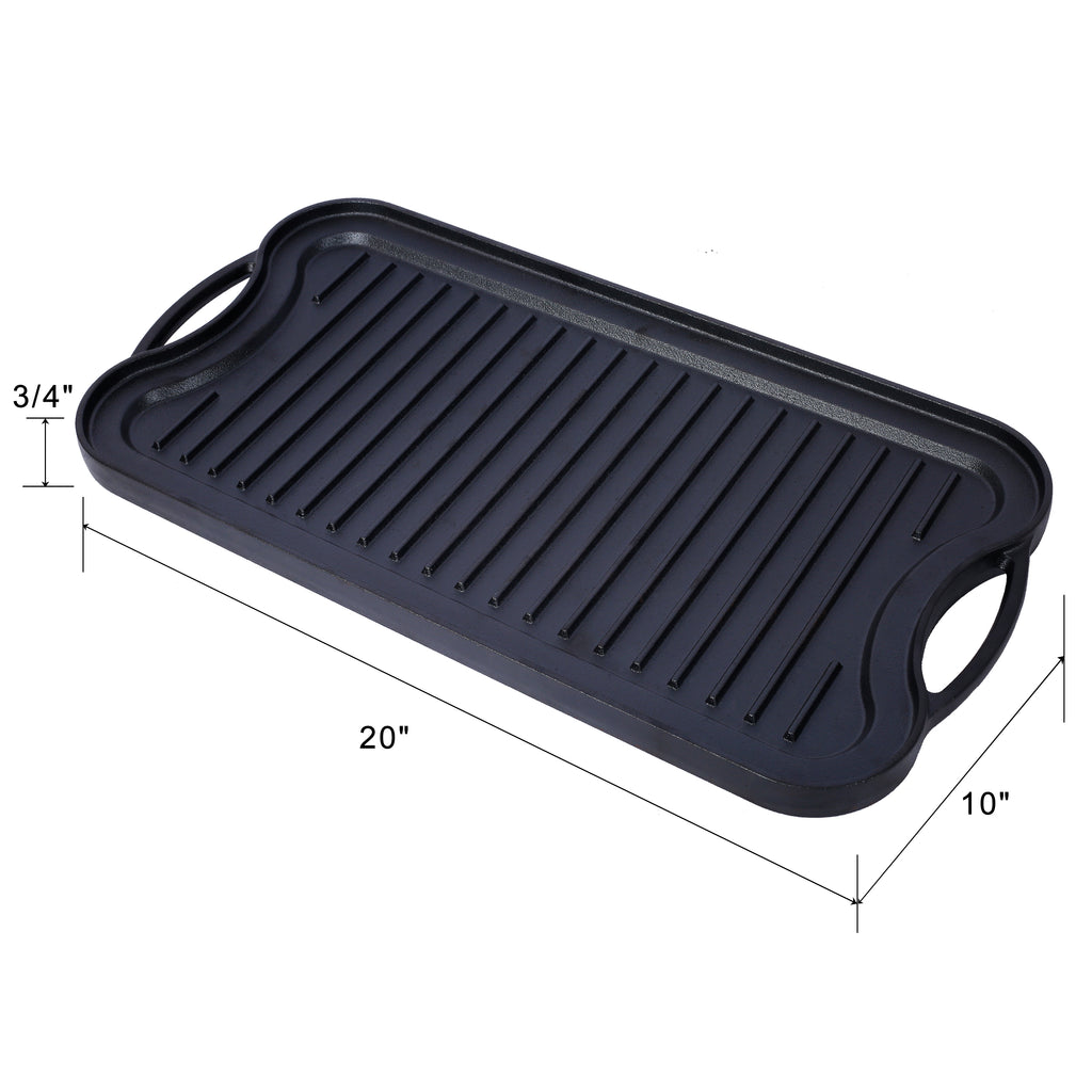 Pre-Seasoned Cast Iron Reversible Rectangular Grill/Griddle