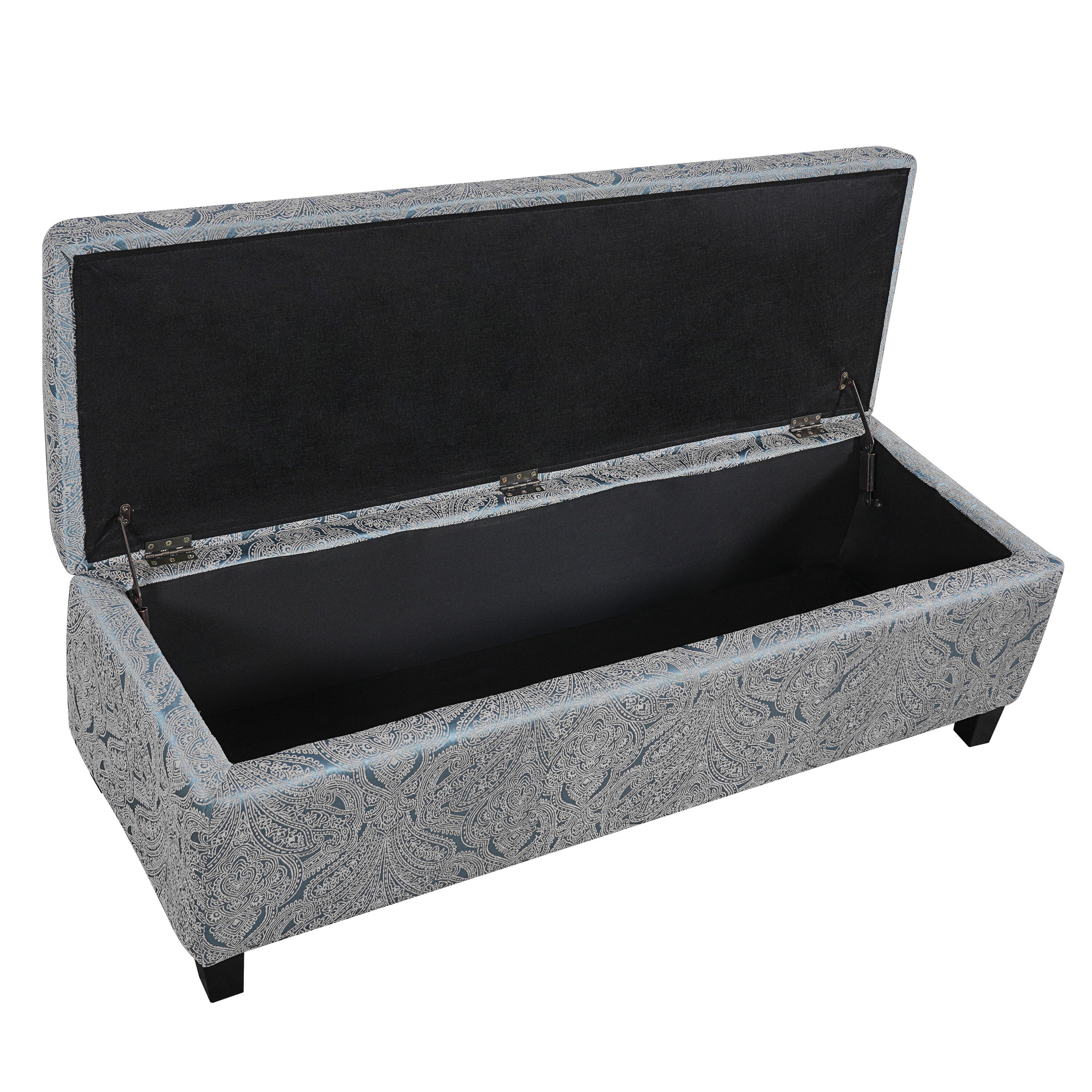 Indoor Jacquard Storage Ottoman Bench