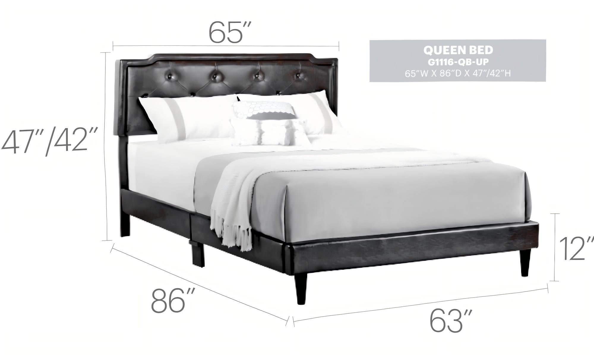 Deb G1116-QB-UP Queen Bed - All In One Box, Cappuccino