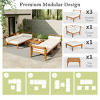 TOPMAX 6 Piece Patio Sofa Set - Acacia Wood Modular Sectional