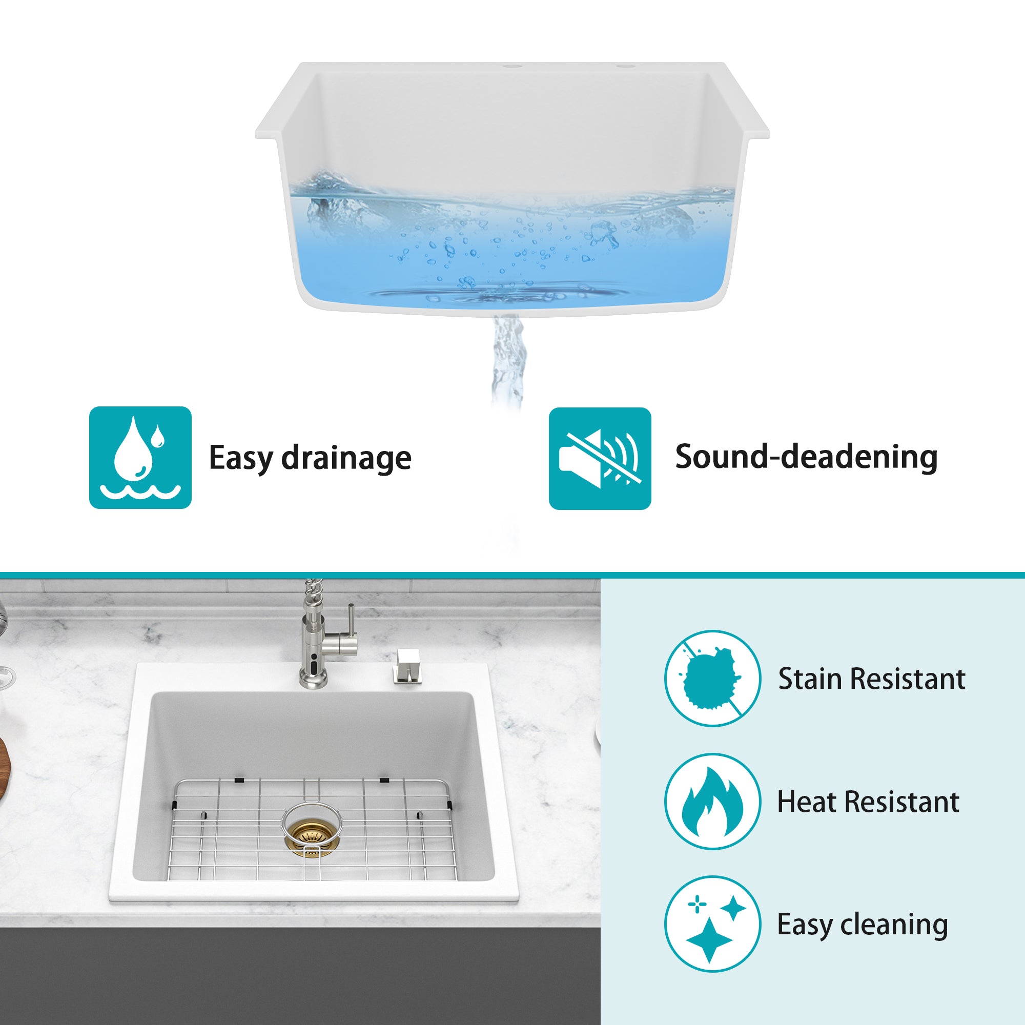 Quartz Kitchen Sink - 25 x 22" x 9.65"
