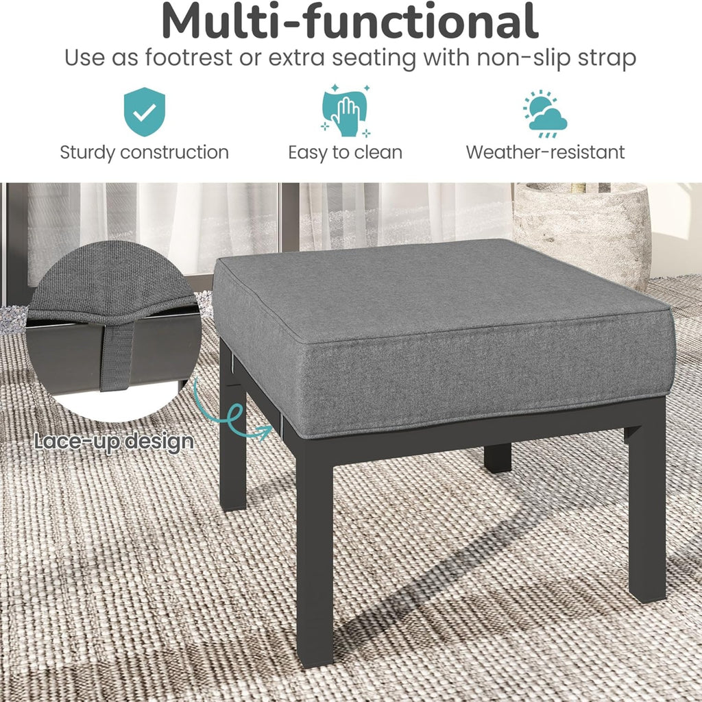 Set of 2 24" Aluminum Patio Ottomans