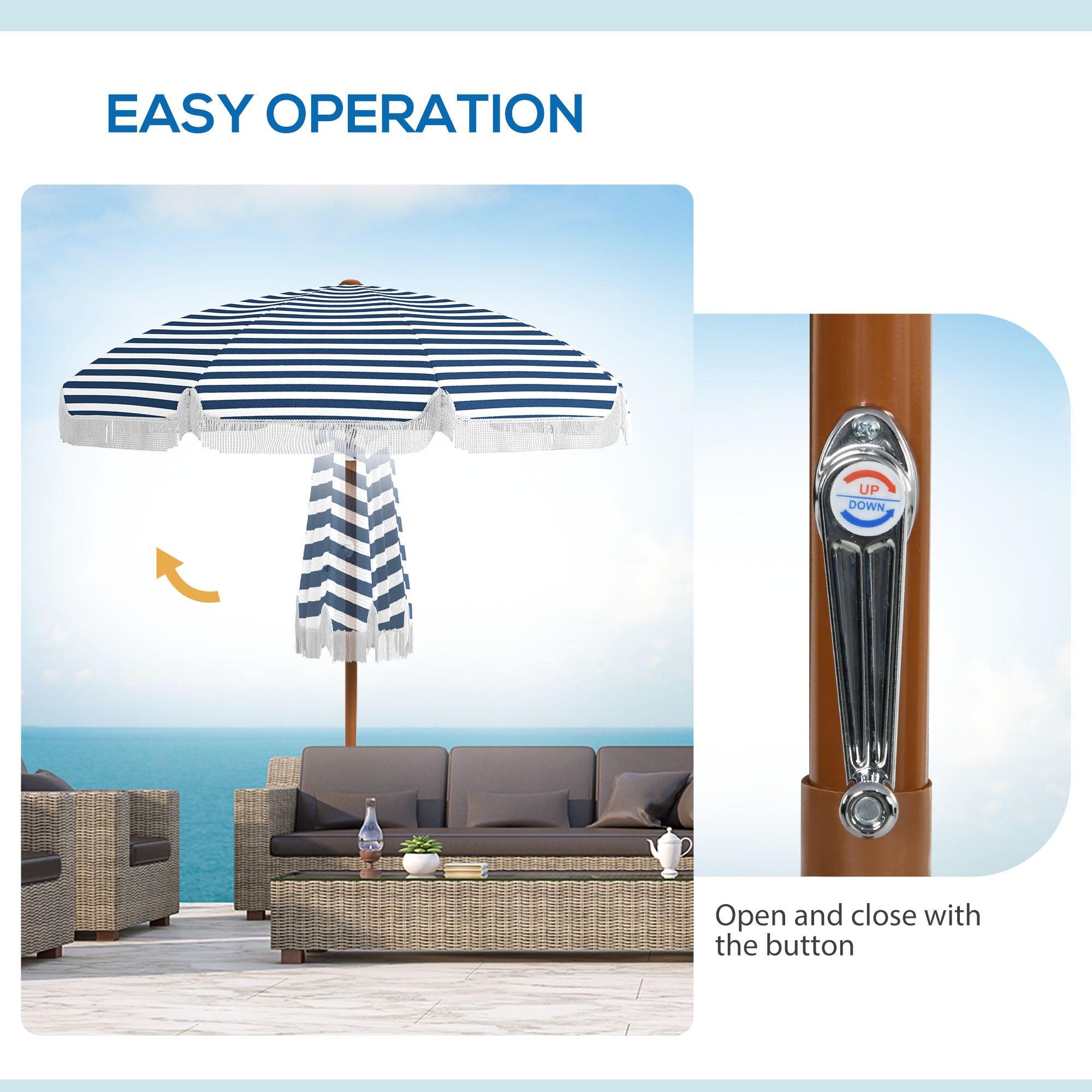Outsunny 7 x 7 ft Outdoor Patio Umbrella with Tilt and Vent