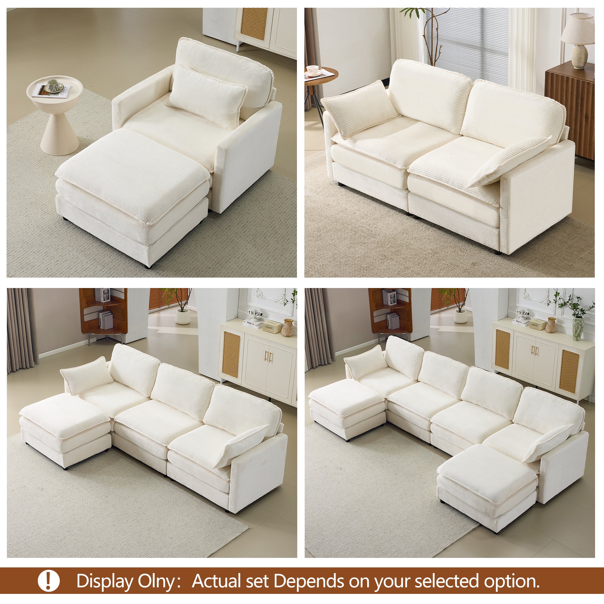 104" Plush Cloud 3 Seater Sofa: Modular 3 Seater Sofa + Ottoman