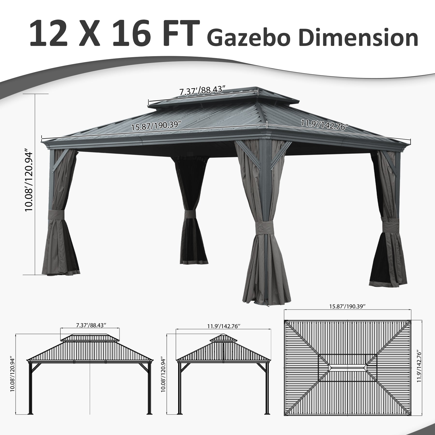 12' X 16' Hardtop Gazebo