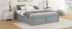 Wood Queen Size Platform Bed Frame with 6 Drawers