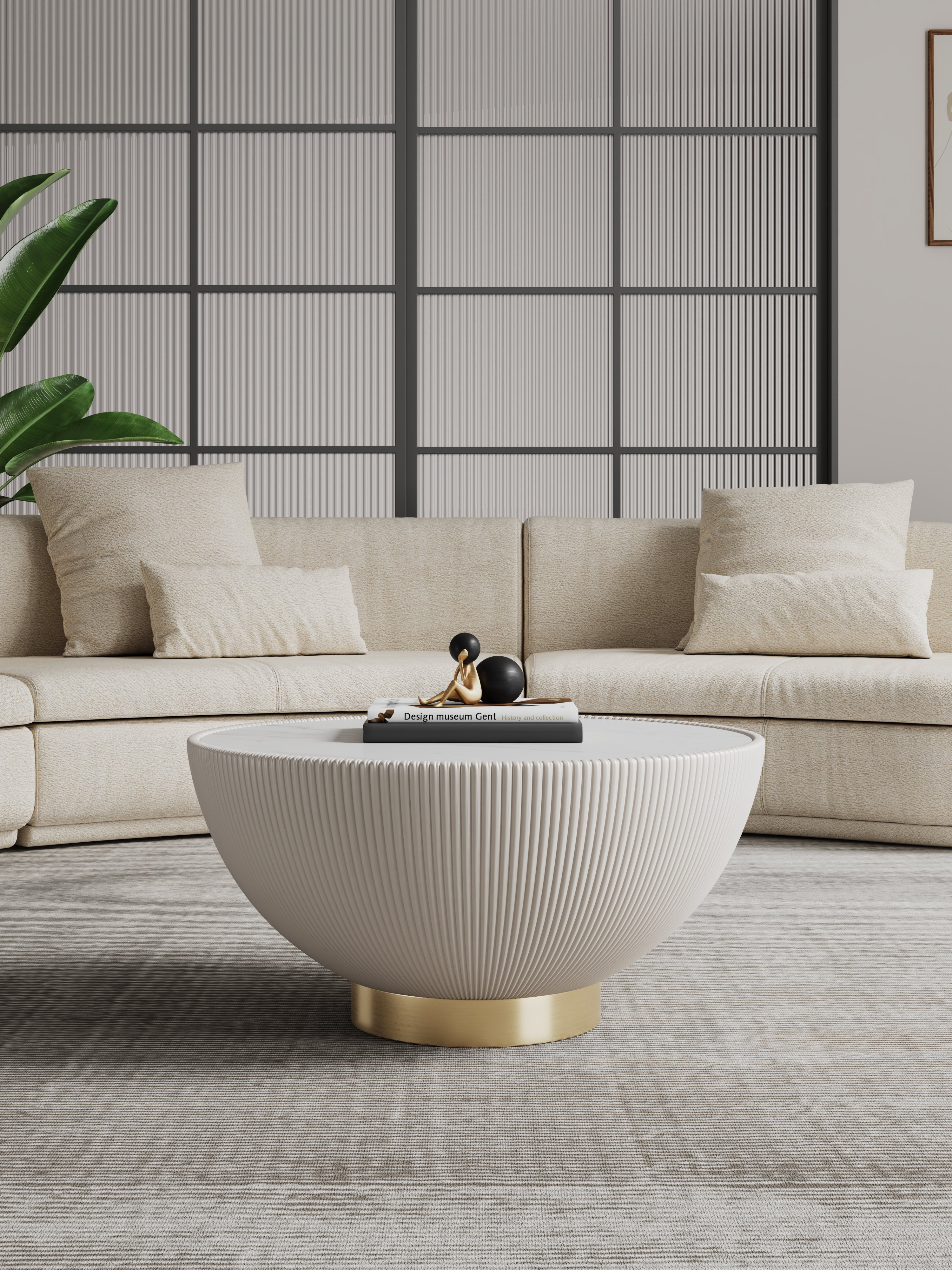 Anderson Sintered Stone Top Upholstered Coffee Table