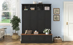 VIBE HAUS 76.7''H Farmhouse Hall Tree with Bench and Cabinet