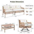 4 Pieces Patio Furniture Set with Swivel Chairs