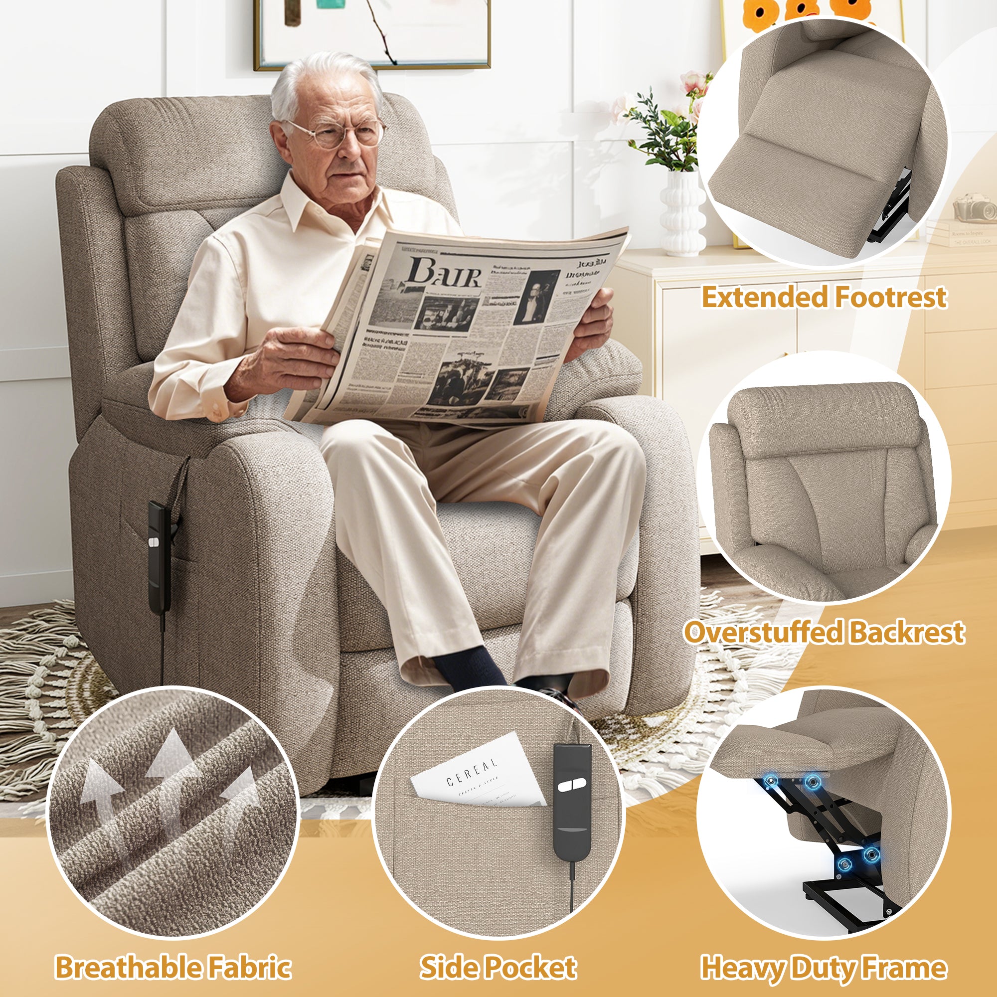 Power Lift Recliner for Elderly - Electric Recliner Chairs