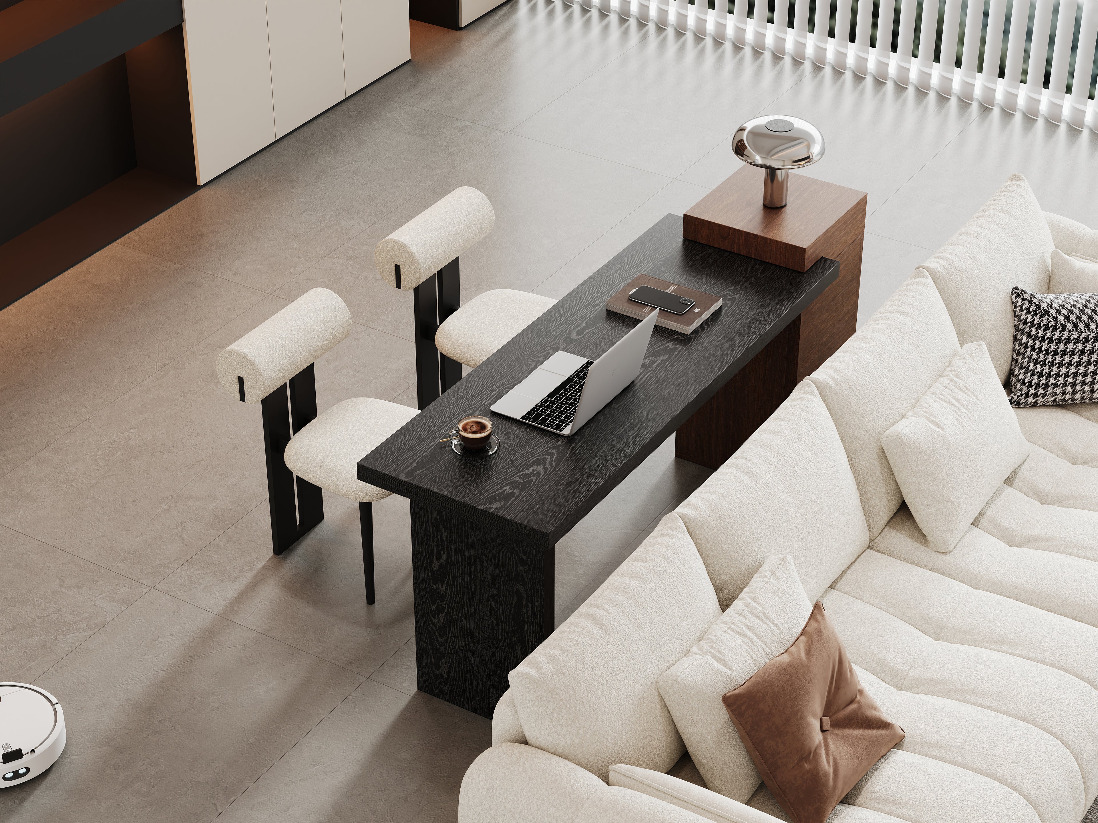 Modern Two-Tone Sofa Side Table
