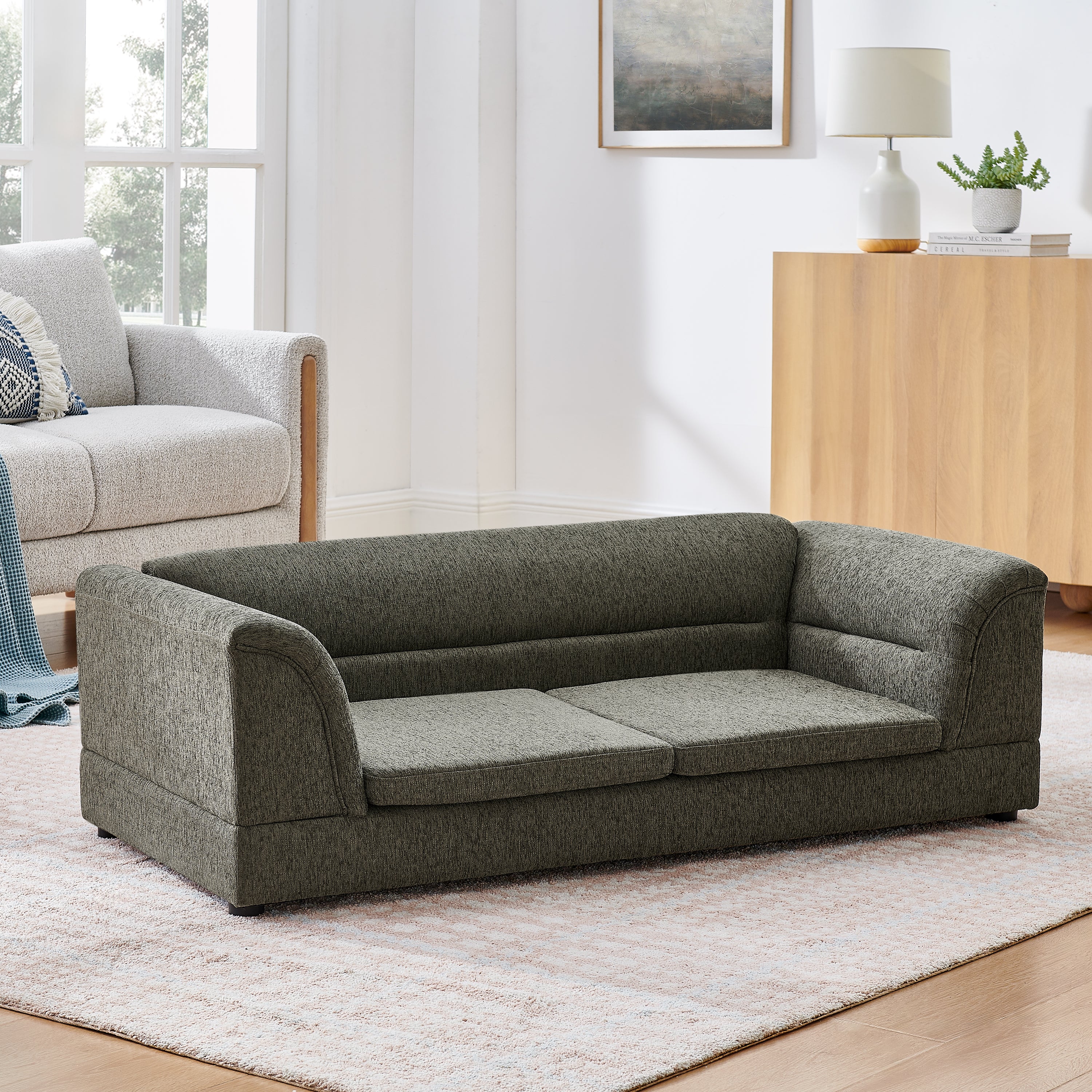 Oversized Pet Sofa, Curved Armrest Rectangular Dog Sofa