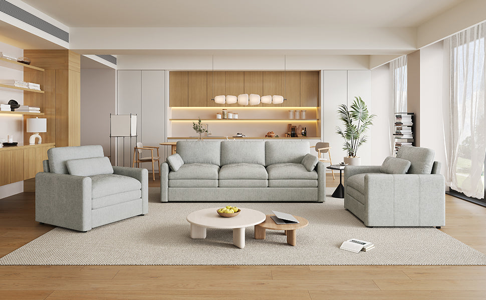 Cozy Upholstered Sofa Set - Oversized Comfortable Design