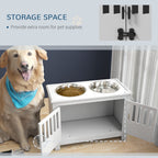 PawHut Large Elevated Dog Bowls with Storage Cabinet